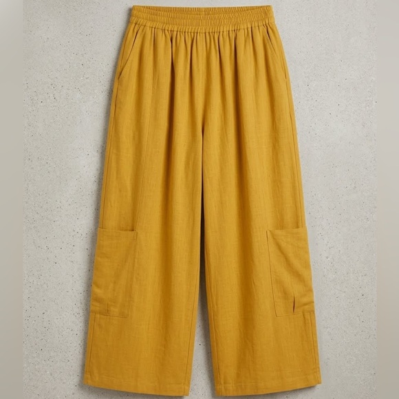 Rhea Pants - NWT Rhea Bohemian Mustard 100% Cotton Wide Leg Pants